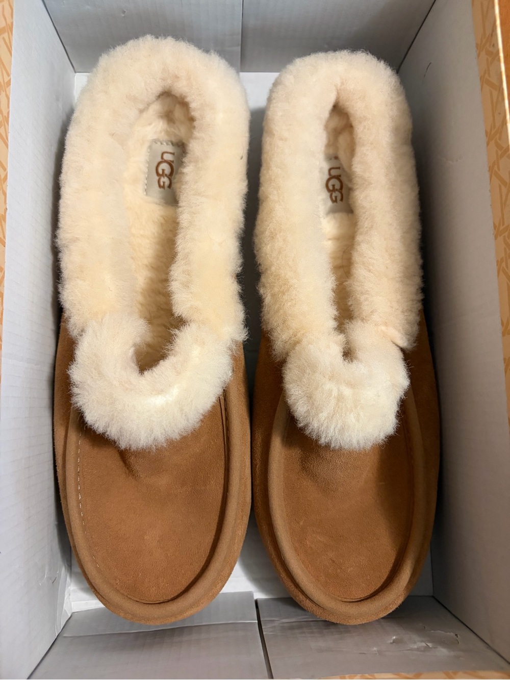 UGG Women’s Chestnut Suede Shearling Collar Slippers